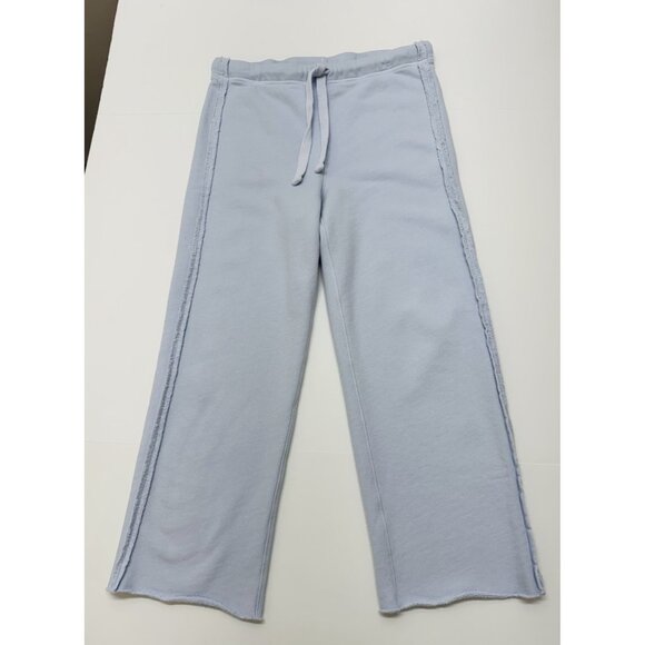 Frank & Eileen Bella Italian Sweatpants Light Blue Crop Wide Leg Triple Fleece - Picture 3 of 9
